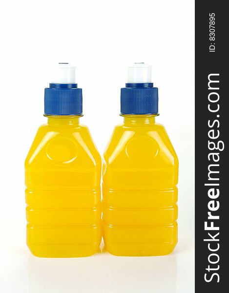 Pop top juice bottles isolated against a white background. Pop top juice bottles isolated against a white background