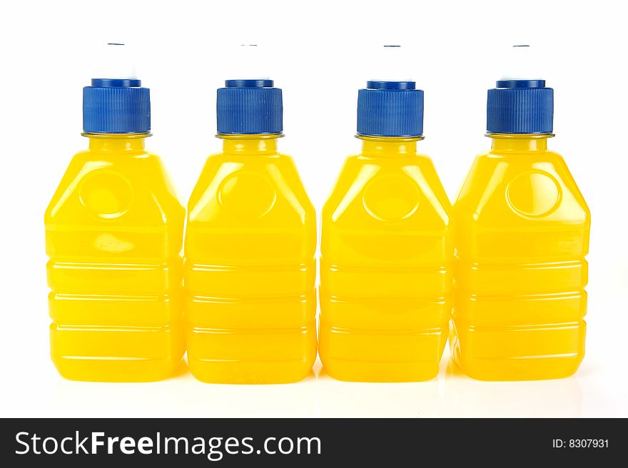 Pop top juice bottles isolated against a white background. Pop top juice bottles isolated against a white background