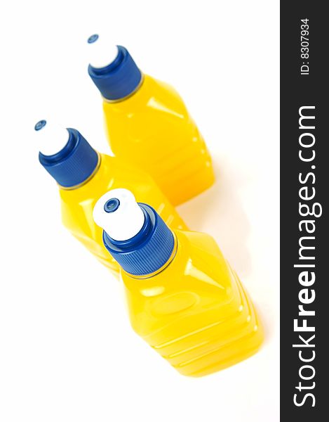 Pop top juice bottles isolated against a white background. Pop top juice bottles isolated against a white background
