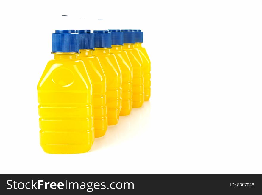 Pop top juice bottles isolated against a white background. Pop top juice bottles isolated against a white background