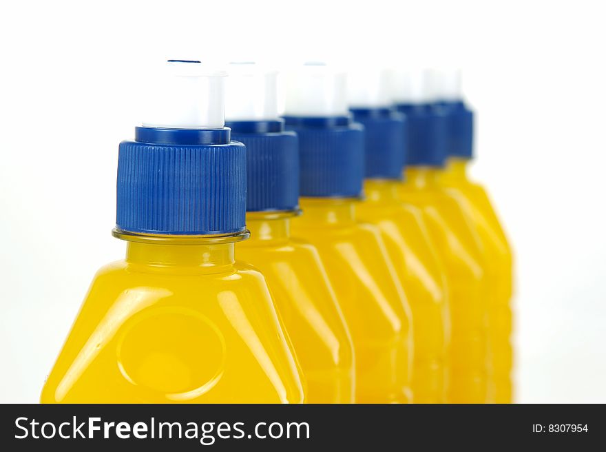 Pop top juice bottles isolated against a white background. Pop top juice bottles isolated against a white background