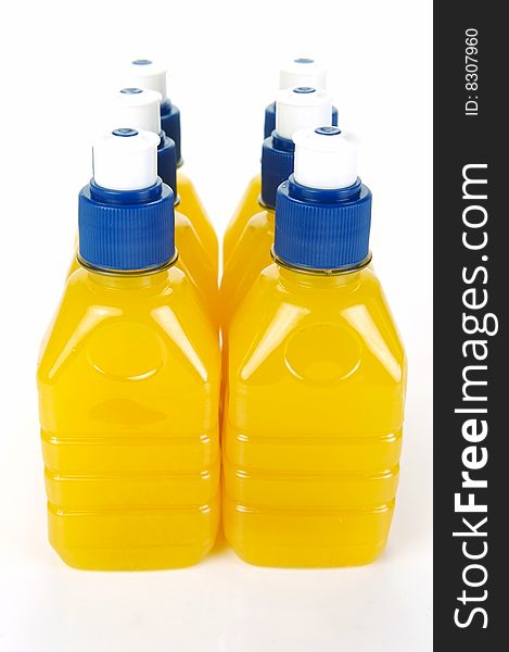 Pop top juice bottles isolated against a white background. Pop top juice bottles isolated against a white background