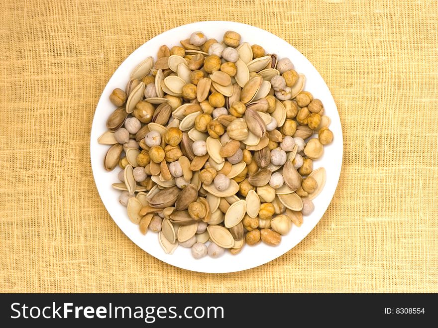 Salted nut mix on plate