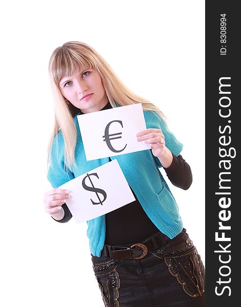 Girl with currency symbol