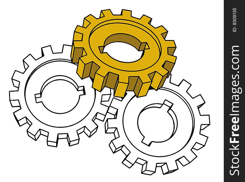Cogwheels - isolated illustration on white (with vector EPS format)