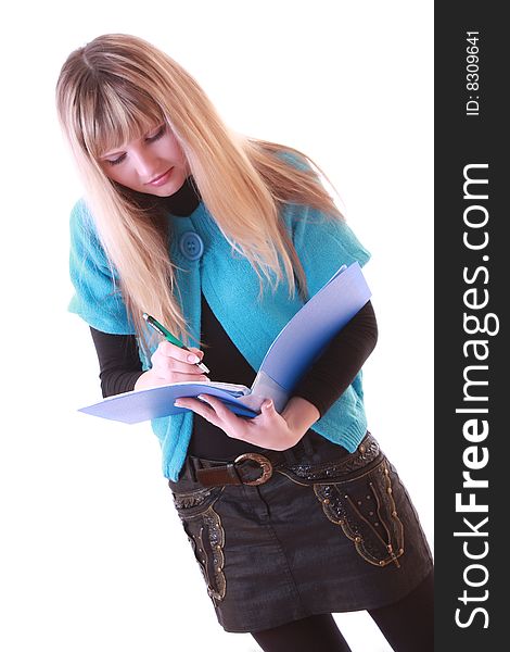 Woman With Blue Folder