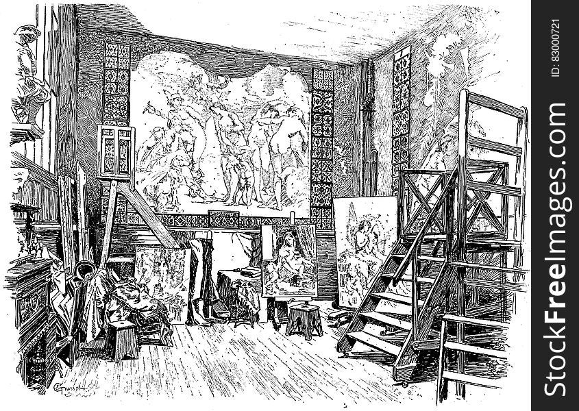 Line Drawing Of Museum Interior