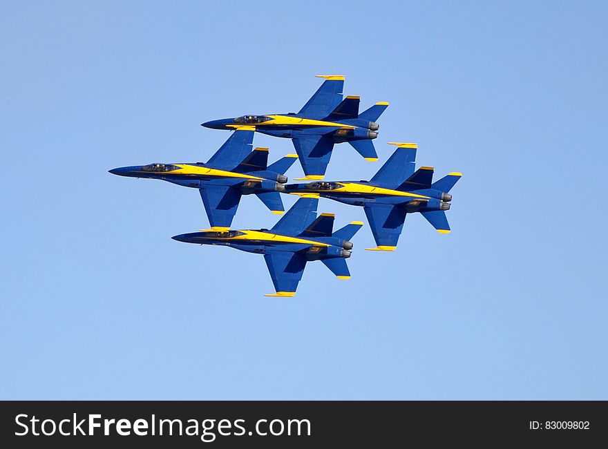 Blue And Yellow Fighter Plane Exhibition