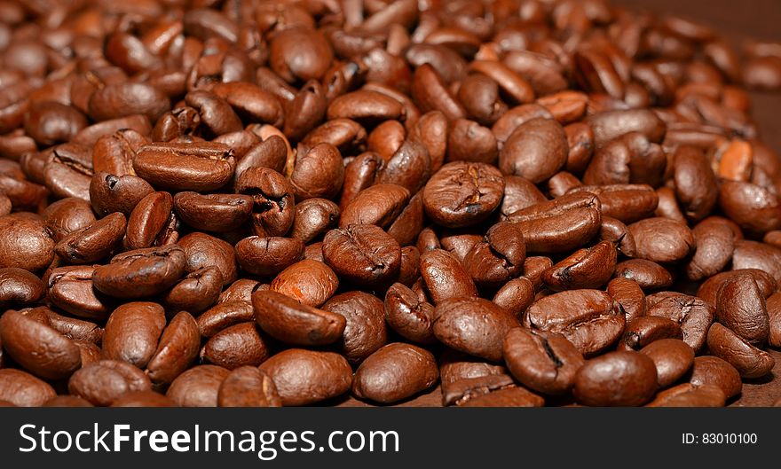 A pile of roasted coffee beans.