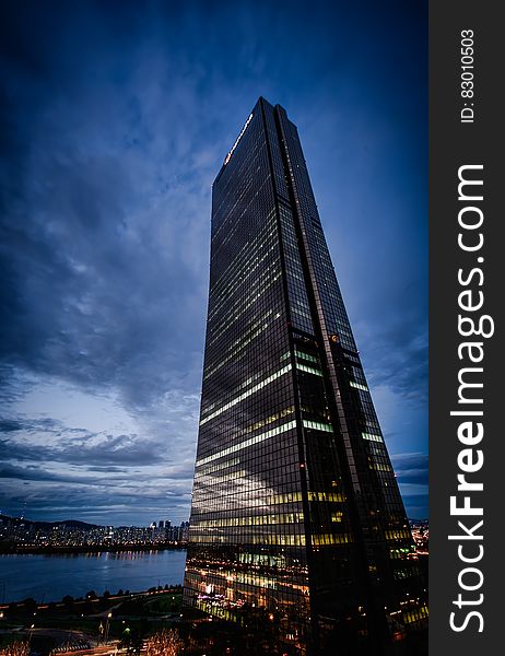 The 63 Building, officially the Hanhwa 63 City, a skyscraper on Yeouido island, overlooking the Han River in Seoul, South Korea.