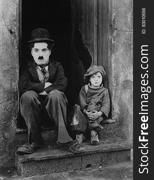 Charlie Chaplin And Boy