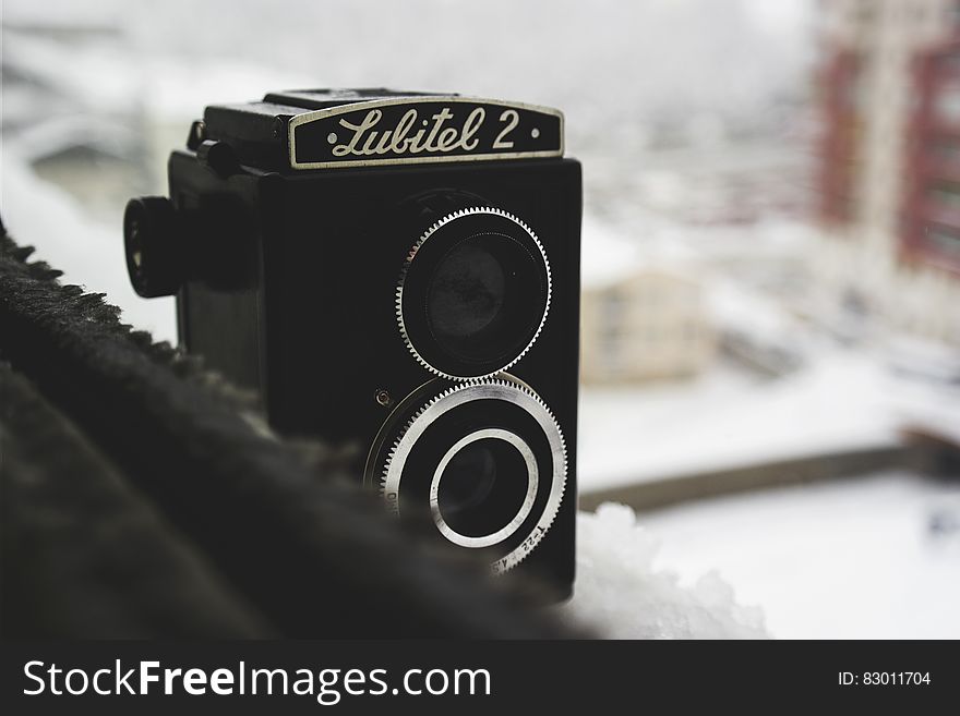 Close up of Lubitel 2 vintage camera.