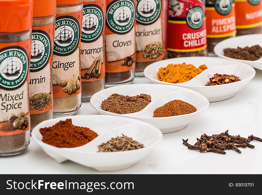 Spice jars and spices