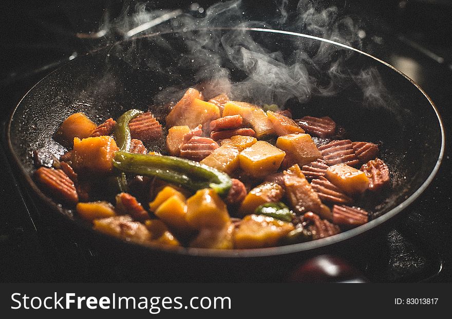 Vegetable Food Cooked On Frying Pan