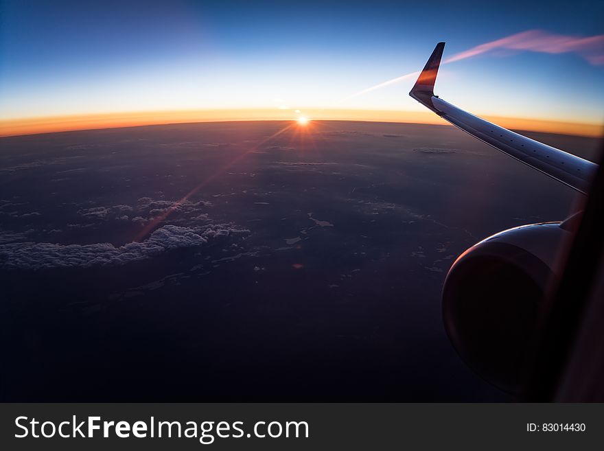 Aerial View of White Clouds during Sunset