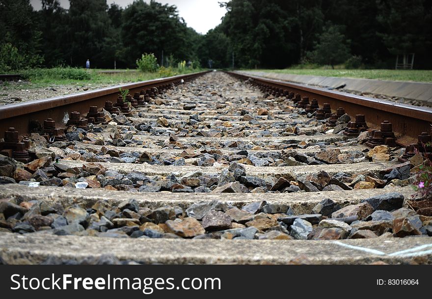 Gravel on railroad tracks