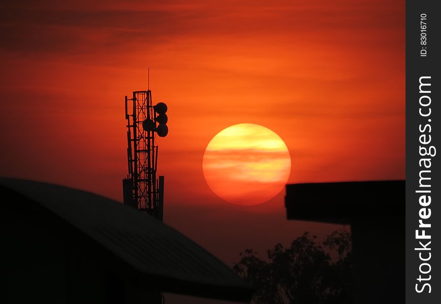 Communication Tower During Sunset