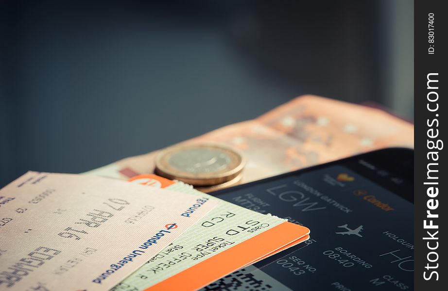 Orange and Green Label Airplane Ticket