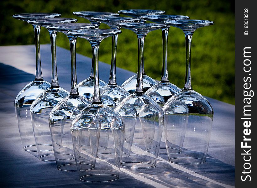 Clear Long Stem Wine Glass on Clear Surface