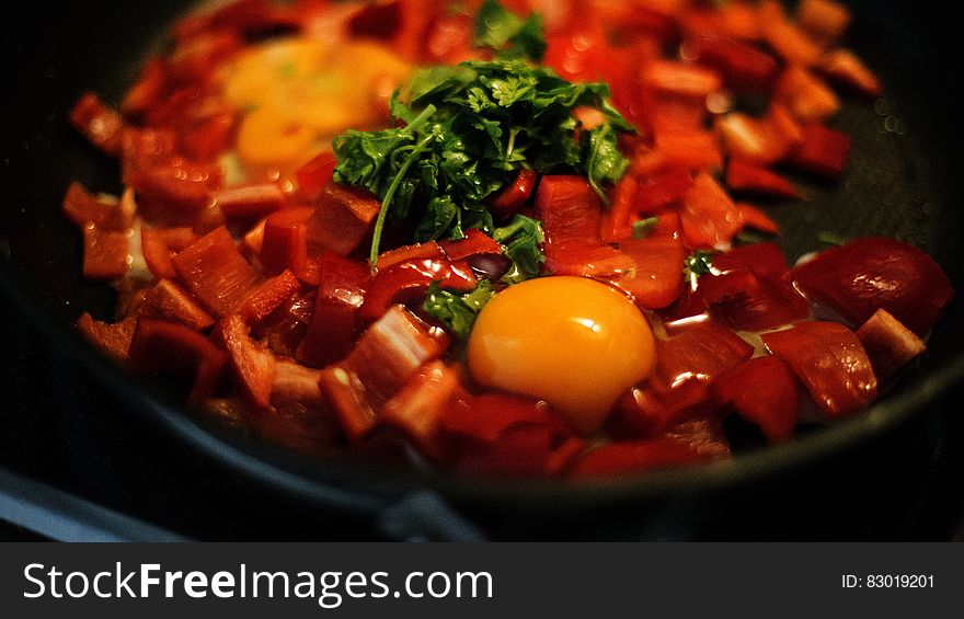 Pan Of Peppers With Egg
