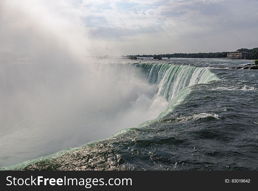 Top of Horseshoe Falls in Niagara, Canada with mist. Top of Horseshoe Falls in Niagara, Canada with mist.