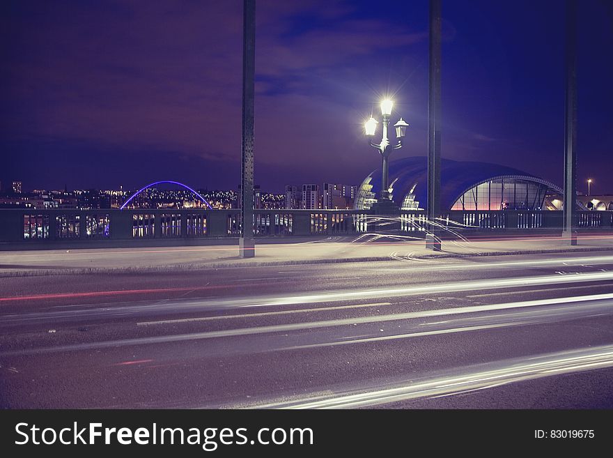 Time Lapse Photography of a Bridge during Night Time
