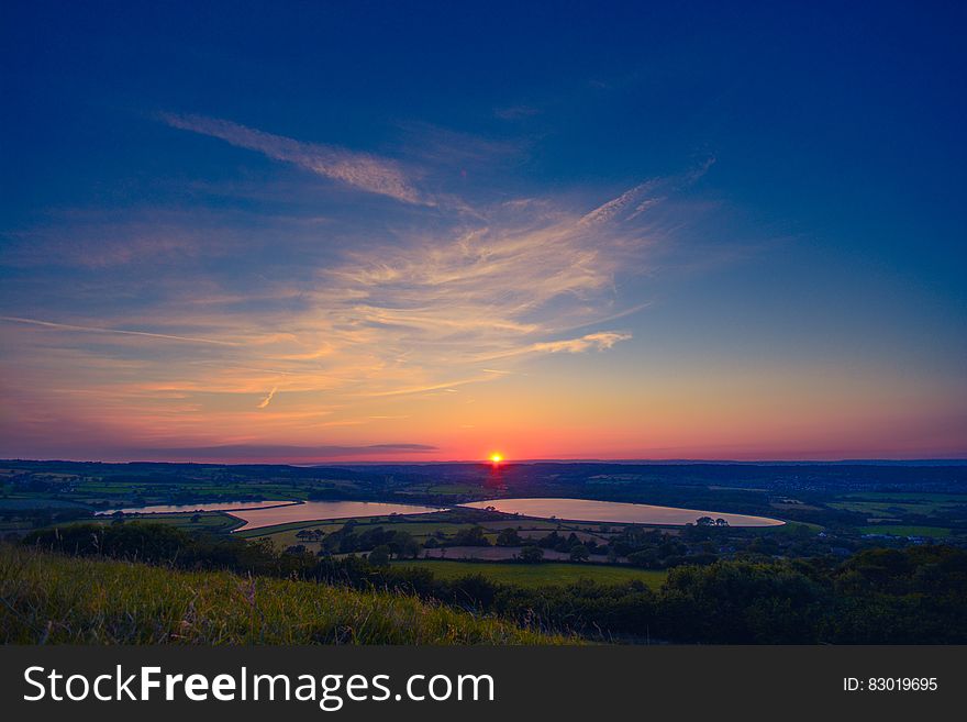 Sunset Under Blue Sky