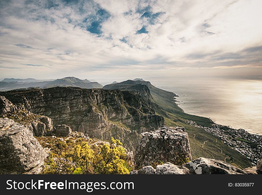 A view of steep seacoast in South Africa.