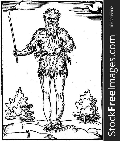 An illustration of a caveman holding a wooden stick. An illustration of a caveman holding a wooden stick.