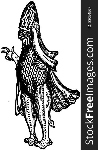 Monster standing in black and white ink illustration. Monster standing in black and white ink illustration.