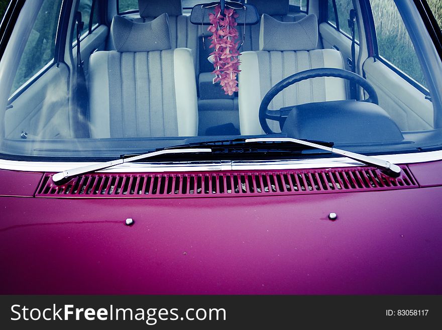 Purple Car Hood With Stainless Steel Window Wiper