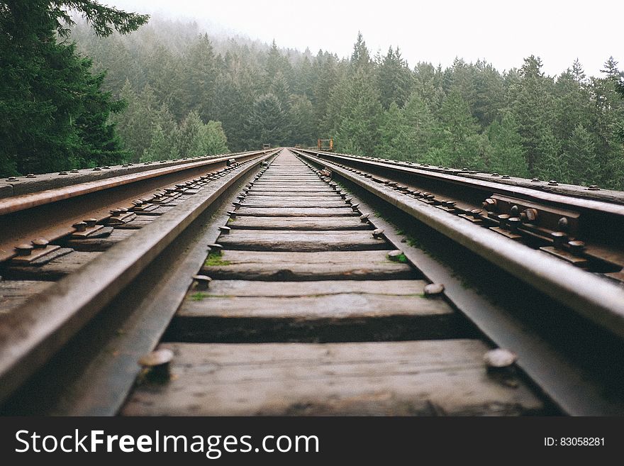 Brown Steel Train Rail During Daytime