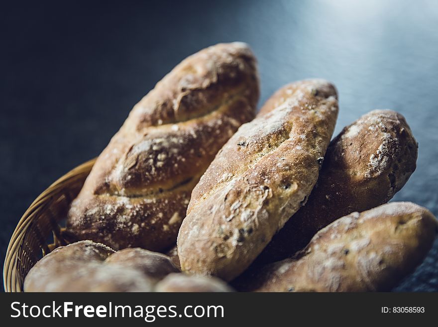 Baked Bread in Basket
