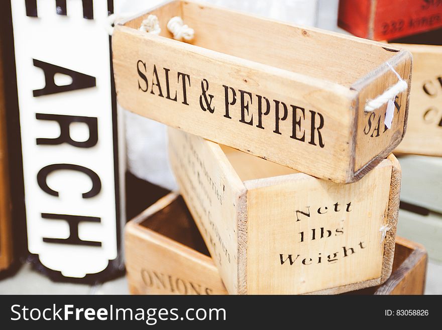 Beige Wooden Salt & Pepper Container