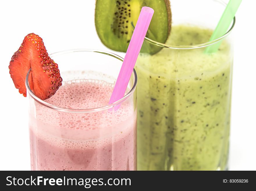 Strawberry Milkshake Beside Kiwi Shake