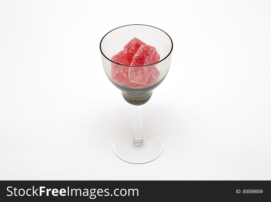 Red Gummies in Clear Wine Glass