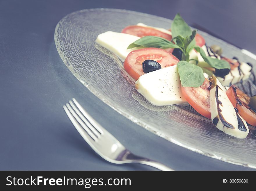 Assorted Dish On Clear Glass Plate