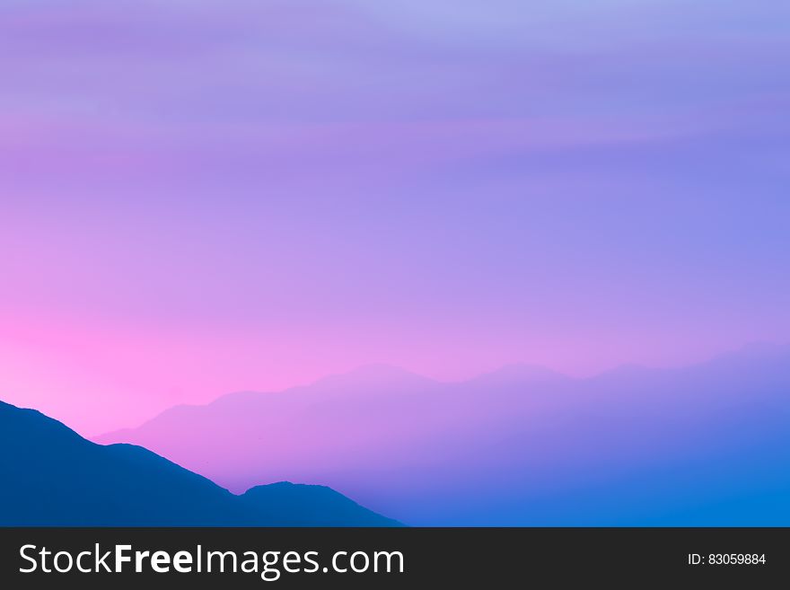 Silhouette Photo of a Mountain during Sunset