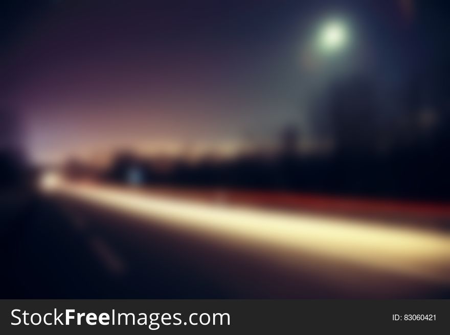 Night roadway blurred