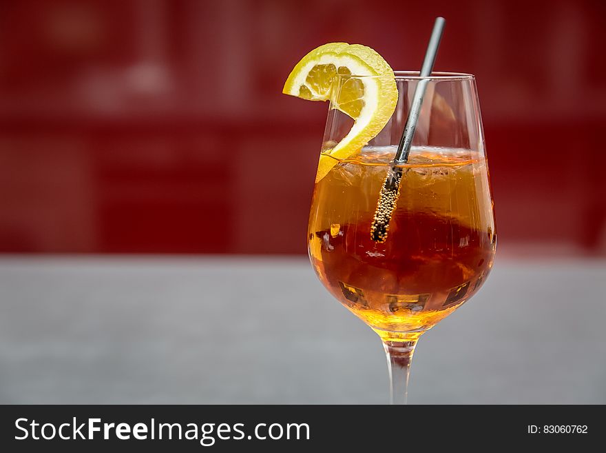 Beverage in Clear Wine Glass