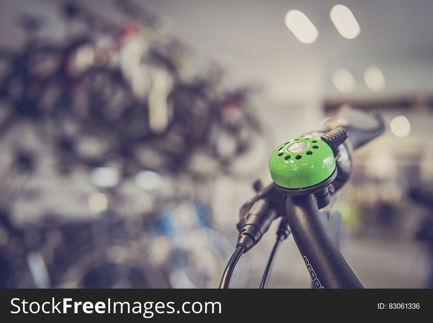 Tilt Shift Lens Photography Green Bicycle Bell Switch