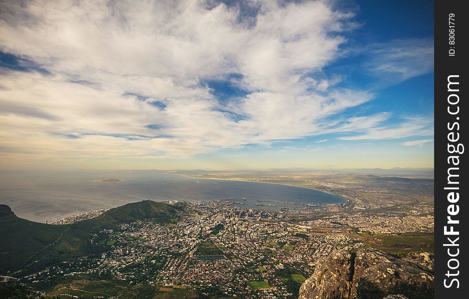 A view over the Cape Town in South Africa as seen from the Table Mountain.