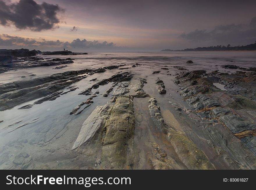 Sunset On Seashore