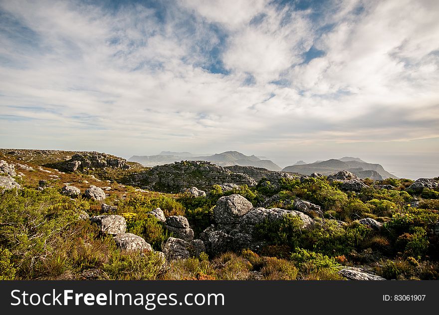 Rocky Hillside On Sunny Day