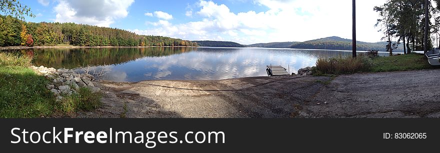 A panorama of a lake in the summer. A panorama of a lake in the summer.