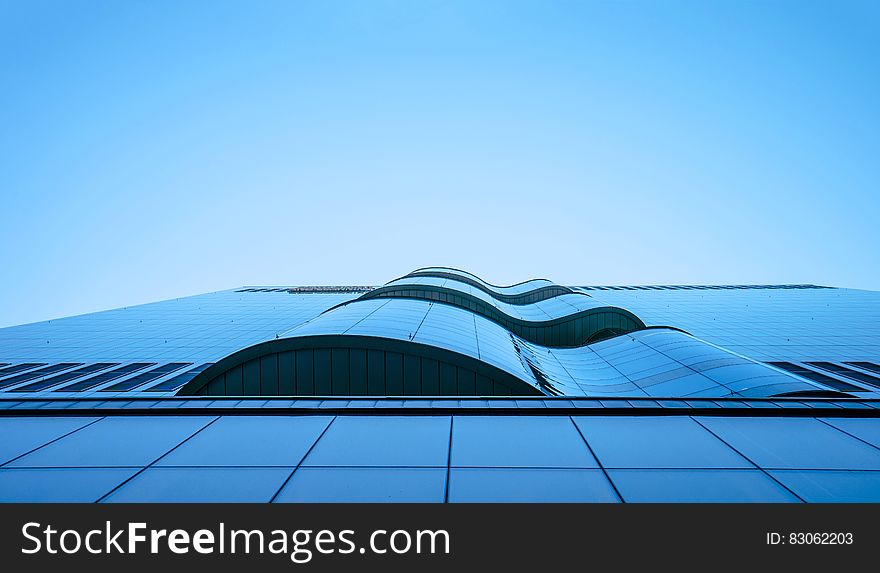 Worms Eye View of City Building Under Blue Sunny Sky