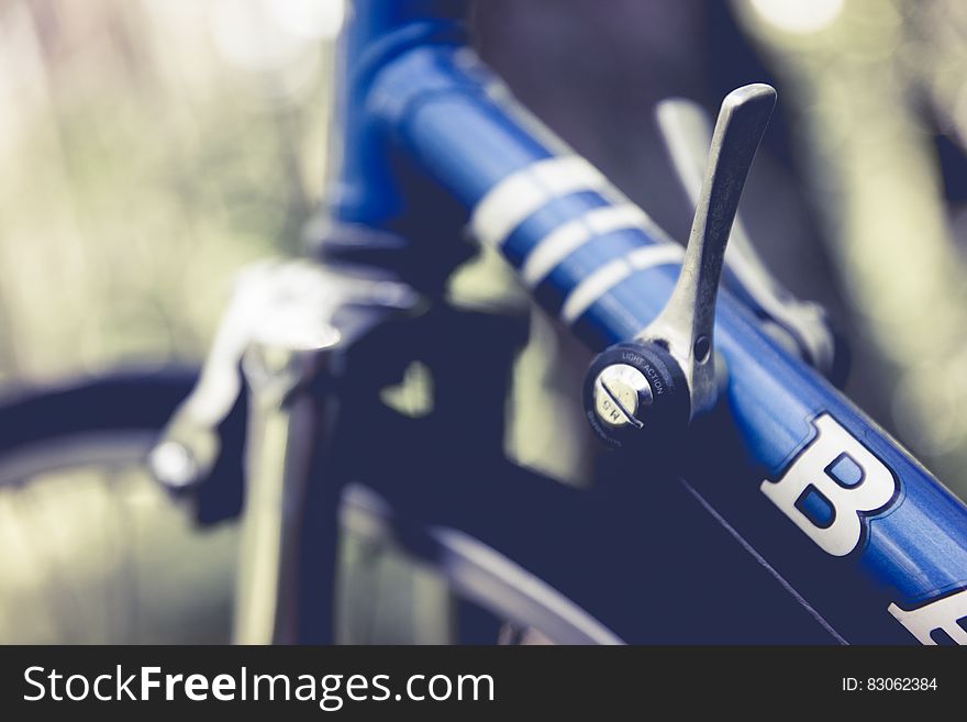 Blue Bicycle in Close Up Photography