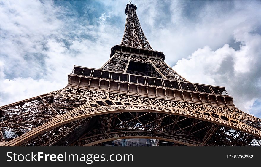 Low Angle Photo Graph of Eiffel Tower