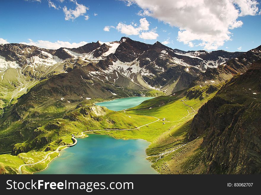 Aerial View Of Alpine Lakes, Turin, Italy