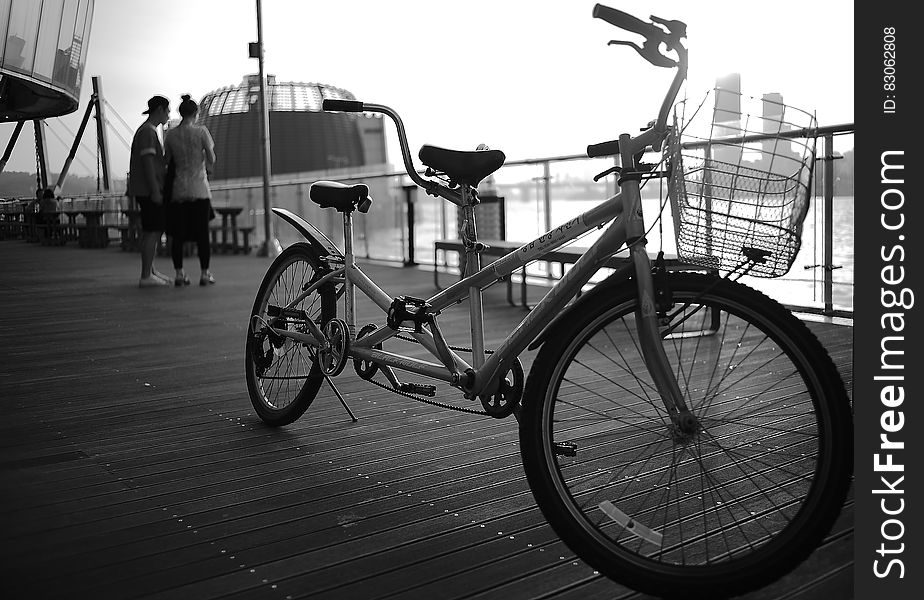 Grayscale Photography Of Tandem Bike